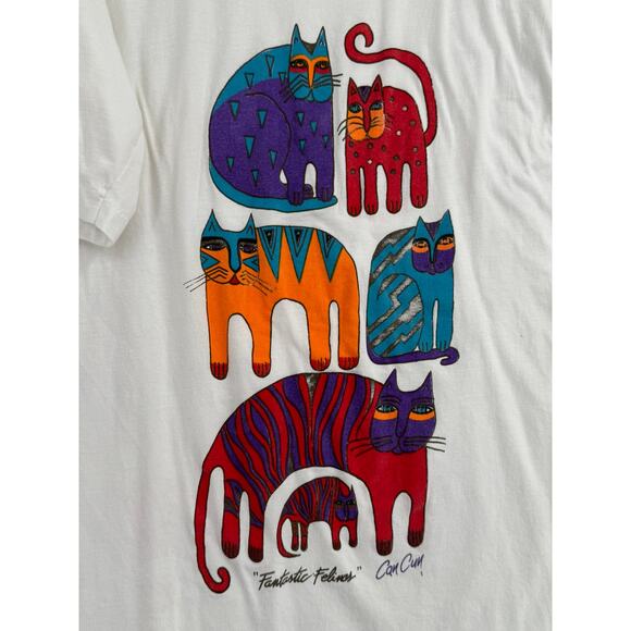 Caramba Laurel Burch Fantastic Felines CanCun T-Shirt Adult XXL White - Picture 2 of 10
